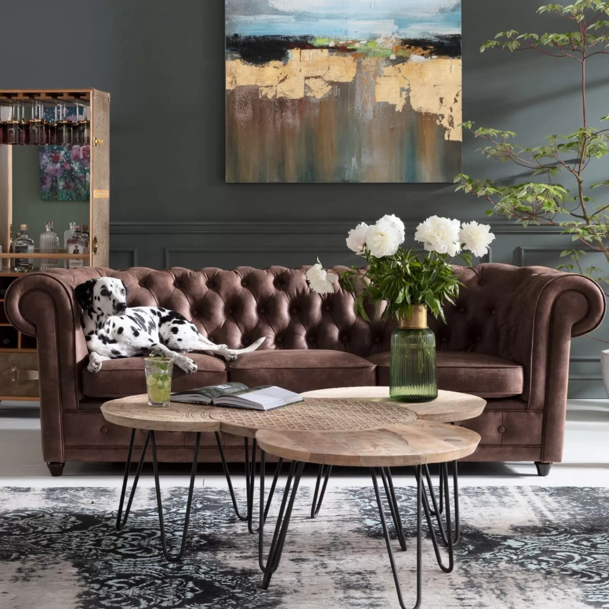 Outlet Bank Oxford 3-Zits Vintage Smart Bankstellen