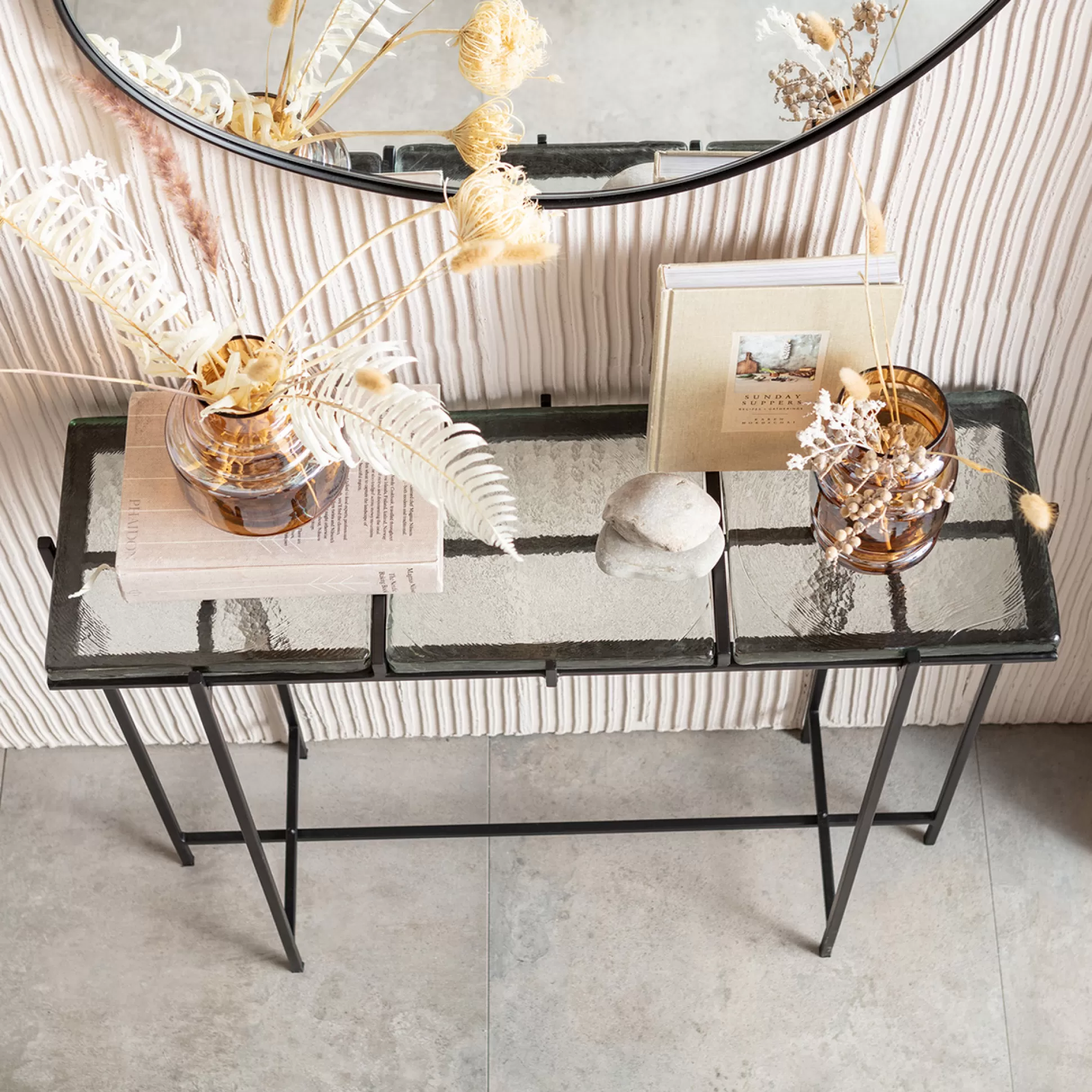Clearance Console Ice Zwart 98X80Cm Sidetables